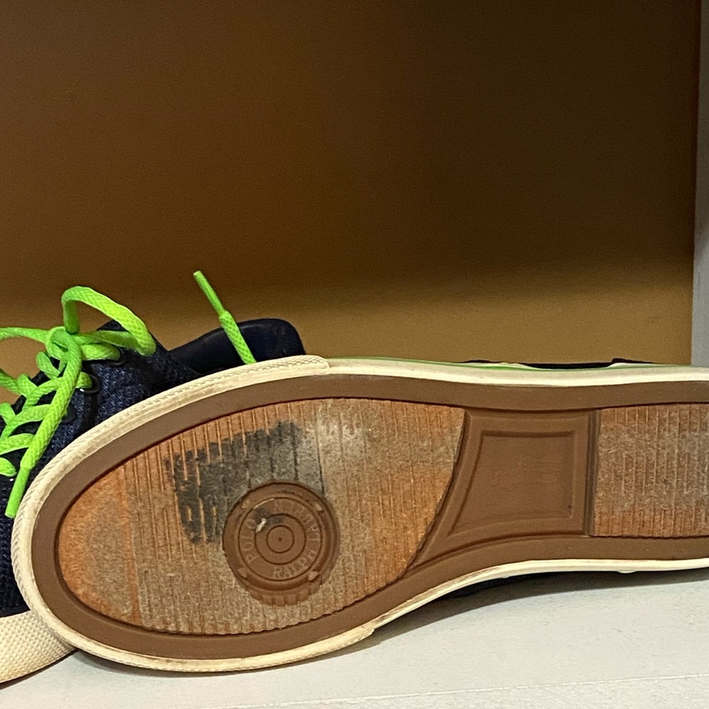 Navy Blue and Bright Green Polo Ralph Lace Up Casual Shoes Size 10.5 - Picture 10 of 10